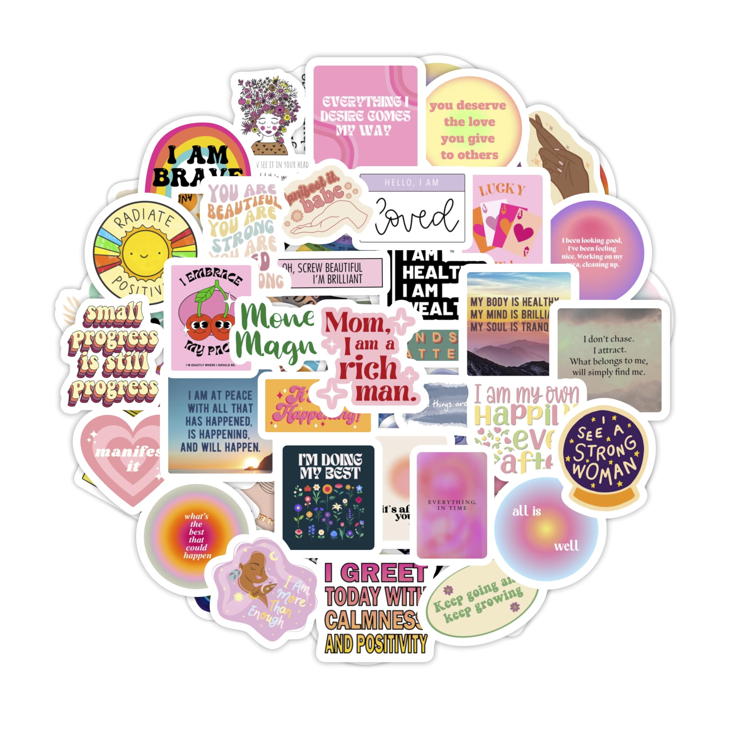 Manifestation Stickers for Water Bottle and Laptop - Manifestation Party Supplies & Decorations, Waterproof Vinyl Decals, Motivational and Inspirational Stickers, Gifts for Women & Men