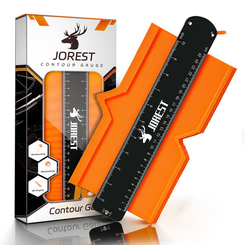 JOREST Profile Gauge Christmas Gift Ideas 10 Inch with Lock, Stocking Stuffers for Men Dad Husband Him, Measuring Shape Outline Angle, Scribe/Contour/Template Tool for Woodworking/Flooring/Tile Laying