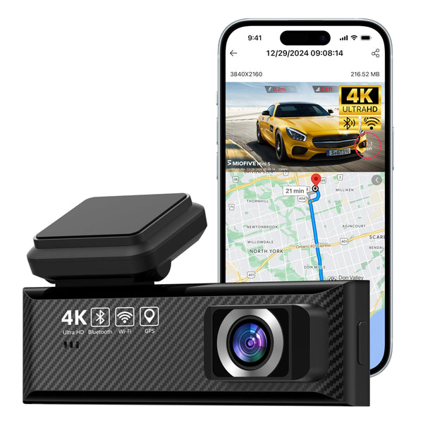 Miofive Mini S 4K HDR Dash Cam Front, Wi-Fi 6 Car Camera with GPS & Bluetooth, Super Night Vision, 24/7 Parking Mode, Loop Recording, Speed Camera Alerts(UK), Supports Up to 512GB.