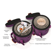 TOPFUND 6-10" 432Hz Chakra Set of 7 Black Crystal Singing Bowls with Heavy Duty Carrying Cases and Mallets