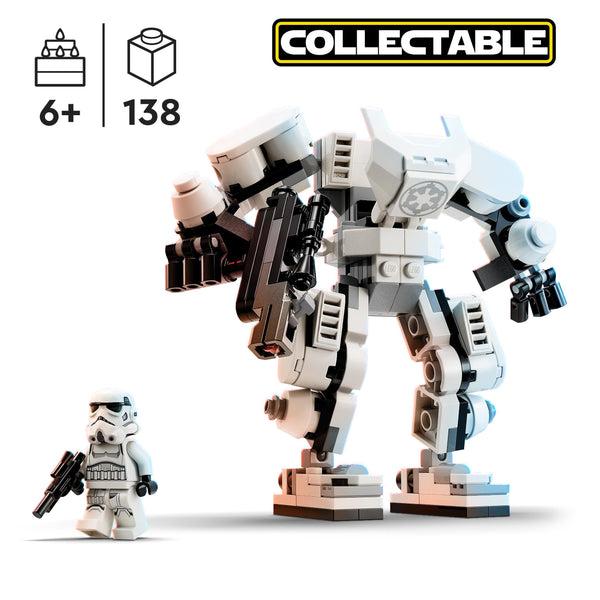 LEGO Star Wars Stormtrooper Mech Set, Buildable Action Figure Model with Jointed Parts, Minifigure Cockpit and Large Stud-Shooter, Collectible Toy for Kids Aged 6 and Up 75370