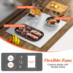 NOXTON White Induction Hob 13AMP Plug, 2800W 4 Zone Flex Induction Hobs 60cm Touch Control, with Safety Lock,White Ceramic Glass