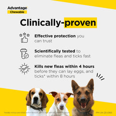 Advantage Chewable 56mg Chewable Tablets for Dogs 1.3-2.5kg (3 pack), Flea and Tick Treatment, Fast Acting Kills Fleas Within Hours, Prevention Lasts For A Month, Easy To Administer