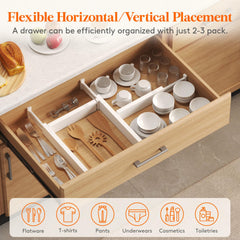 Lifewit 5 Pack Kitchen Drawer Dividers 2.36" High, 16"-22" Adjustable Drawer Organizer for Utensils/Clothes/Makeup, Plastic Expandable Separators in Dresser/Bedroom/Bathroom/Office Storage