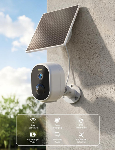 GNCC 2K/4MP Wireless Security Camera Outdoor, 2-Pack WiFi Solar CCTV