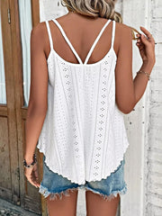 ATHMILE Womens Summer Tops Beach Vacation Sleeveless Spring Shirt Scoop Neck Sexy Loose Fit Casual Flowy Cami Trendy Boho Clothes White