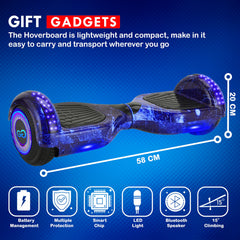 Gift Gadgets G1 Galaxy Blue Hoverboard & Hoverkart Bundle | Self-Balancing 6.5" Scooter with LED Lights & Bluetooth | Hoverboard and Kart Bundle | Hoverboard Go Kart Bundle for Kids, Teens, and Adults