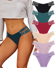 BeReady Seamless Knickers for Women Sexy Lace Seamless Underwear for Women High Cut V-waist No Show Ladies Briefs Panties Multipack