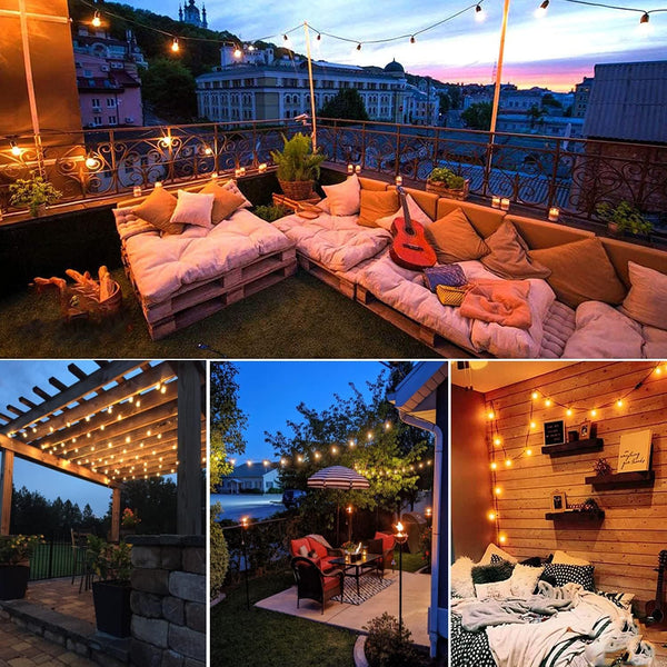 Svater 44m G40 LED Festoon Lights Outdoor, Connectable Garden Lights IP45 Weather-Resistant String Lights 2700K Warm White for Garden Wedding Gazebo Cafe Decor