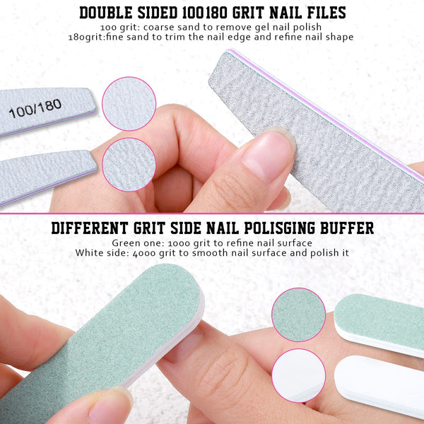 Nail Buffers and Files, FANDAMEI Manicure Tools Kit with 3PCS Nail File, 2PCS Nail Buffer, Rectangular Nail Buffer Block, Cuticle Nippers, Cuticle Pusher, Cuticle Peeler. Cuticle Oil and Nail Brush