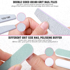 Nail Buffers and Files, FANDAMEI Manicure Tools Kit with 3PCS Nail File, 2PCS Nail Buffer, Rectangular Nail Buffer Block, Cuticle Nippers, Cuticle Pusher, Cuticle Peeler. Cuticle Oil and Nail Brush