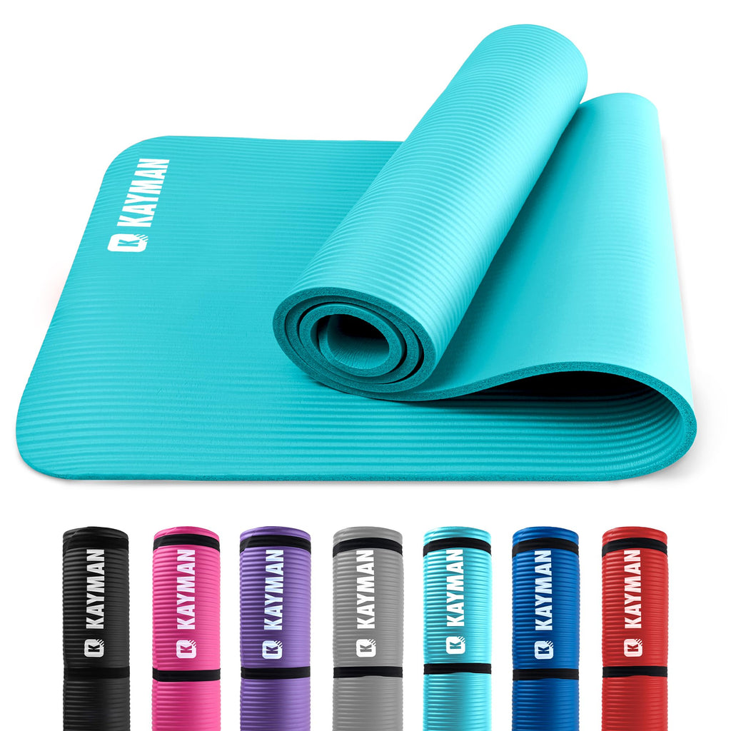 KAYMAN Exercise Yoga Mat Non Slip - Teal, 183 x 60 cm | Best