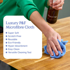 Microfiber Cloth l Purdy and Figg l Super Soft Streak-Free Multipurpose Polishing Premium Cleaning Cloth l Lint Free, Scratch-Free, Super Absorbent, Reusable Washable Cloth l Blue l Pack of 12