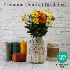 GARNIYARN Makramee Garn 3mm 3er-Set 300m, Olive Green
