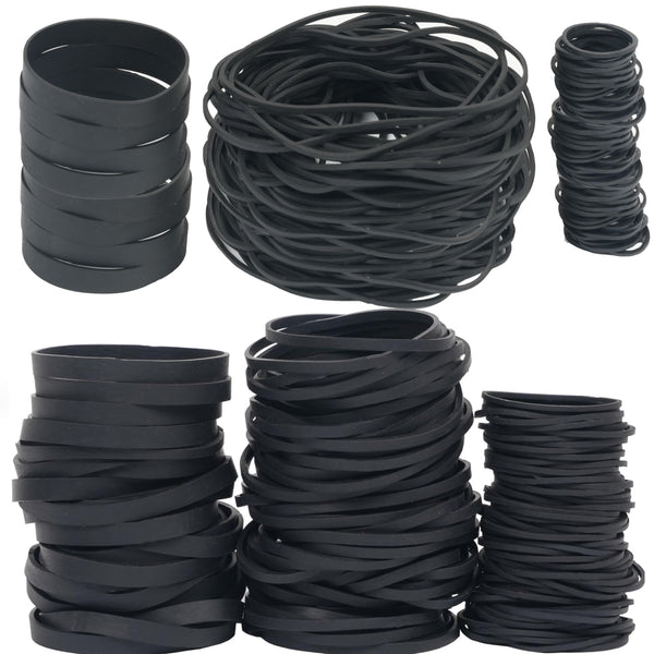 Rubber Band Assorted Sizes Net Weight 190grams Black Elastic Bands Tactical Rubber Bands for Office supplies 40mm,60mm,(80 x3mm),(90 x 6mm),(90 x12mm),(120 x1.5mm)