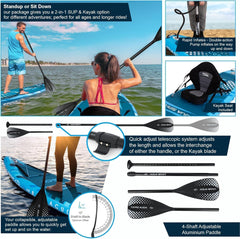 Aqua Spirit Barracuda ISUP/Kayak Inflatable Stand Up Paddle Board 2024 | 10'6x32”x6” | Complete Conversion Kit with Paddle, Backpack and more accessories | Adult Beginner/Expert | 2 Year Warranty