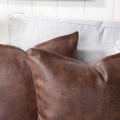 YAERTUN Set of 2 Lumbar Faux Leather Decorative Throw Pillow Covers Modern Solid Outdoor Cushion Covers Cases Luxury Pillowcases for Couch Sofa Bed 12x20 Inches Dark Brown