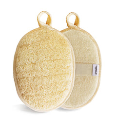 Natural Loofah Sponge Exfoliating Body Scrubber (2 Pack),Made with Eco-Friendly and Biodegradable Shower Luffa Sponge, Loofah for Women and Men, Beige…
