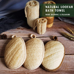 Natural Loofah Sponge Exfoliating Body Scrubber (2 Pack),Made with Eco-Friendly and Biodegradable Shower Luffa Sponge, Loofah for Women and Men, Beige…