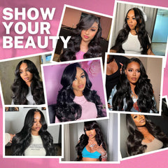 Beauty Queen 16A Body Wave Bundles Human Hair (16 18 20 Inch) 100% Unprocessed Brazilian Virgin Weave 3 Bundles Human Hair Full And Thick Remy Hair Extensions Natural Color for Women