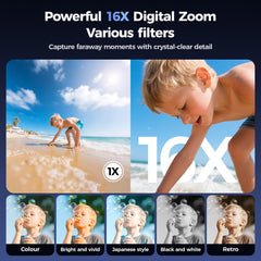 Digital Camera 4K for Photography Vlogging: 64MP Cameras for Video - 16X Zoom Photo Camera Gifts for Teens Ages 8-18 - 180°Flip Screen Compact Cámara - Point and Shoot Digital Cameras for Youtube