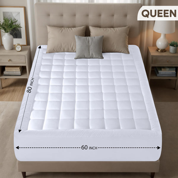Premium Mattress Pad (Queen) - Micro Plush Ultra Soft and Overfilled Mattress Topper by Utopia Bedding