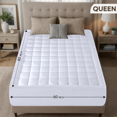 Premium Mattress Pad (Queen) - Micro Plush Ultra Soft and Overfilled Mattress Topper by Utopia Bedding