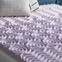 LUCID 5 Memory Foam Plush-Calming Targeted Convoluted Comfort Zones Mattress Topper, Queen, Lavender - 3 Inch