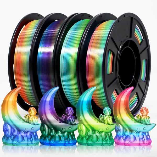 EONO Silk Rainbow PLA Filament 1.75mm, 1kg (4 x 250g), 3D Printer