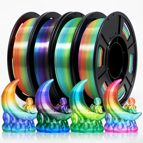 EONO Silk Rainbow PLA Filament 1.75mm, 1kg (4 x 250g), 3D Printer