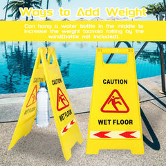 Caution Wet Floor Sign,4 Pack,24 Inches Bilingual Warning Signs,2-Sided Fold-Out,A Frame Safety Wet Floor Signs Commercial (Yellow)