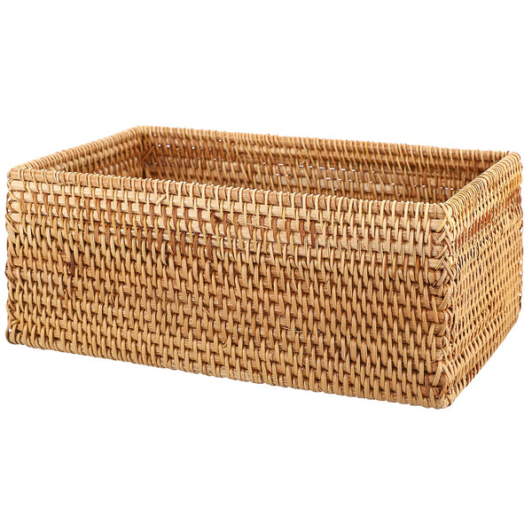 BSTKEY Rectangular Rattan Woven Tissue Paper Cover, Household Decorative Tissue Holder Cover Napkin Dispenser Organizer, Facial Tissue Box Cover for Home Office