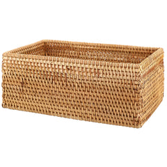 BSTKEY Rectangular Rattan Woven Tissue Paper Cover, Household Decorative Tissue Holder Cover Napkin Dispenser Organizer, Facial Tissue Box Cover for Home Office