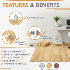 Lions Gym Flooring Mats 60x60cm – 12mm Thick Interlocking EVA Foam Floor Tiles, Non-Slip Puzzle Mats, Cushioned Exercise Flooring for Home, Garage & Workout