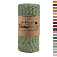 GARNIYARN Makramee Garn, Sage Green, 3mm x 100m