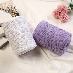 GOHOF Macrame Cord 3mm x 450m Premium Cotton Macrame Rope, 4 Strand Twisted Soft Cotton Cord, One of The Most Perfect Materials for Macrame Art, Cotton String Without Chemicals (Beige)