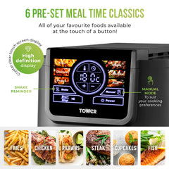 Tower 8L AIRX Digital Single Basket Air Fryer with A.I. & Vortx Technology, 6 Cooking Pre-sets, Space Saving Design, 60 Minute Timer, 1500W, Grey, T17158