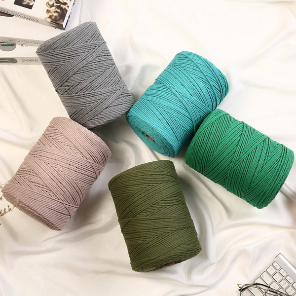 GOHOF Macrame Cord 3mm x 450m Premium Cotton Macrame Rope, 4 Strand Twisted Soft Cotton Cord, One of The Most Perfect Materials for Macrame Art, Cotton String Without Chemicals (White)