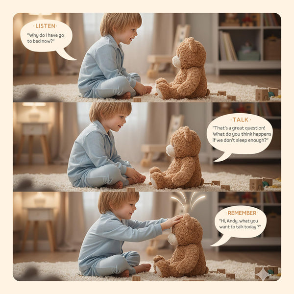 EBLOMA AI Talking Teddy Bear for Kids, Screen-Free Interactive Plush Companion, Gentle Conversation for Bedtime, Play & Emotional Comfort, Soft Gift for Boys & Girls Ages 3–9
