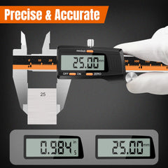 FortCeremy Digital Vernier Caliper, 150mm Electronic Vernier Caliper with Big LCD Screen, Digital Precision Micrometer Measuring Caliper Gauge Tool with Mm/Inch Conversion High Precision