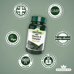Natures Aid Vitamin B Complex 90 Tablets – High Potency – Supports Energy Metabolism, Nervous System, Brain & Immune Function – Vegan, Gluten Free, Non-GMO – Overall Wellbeing Supplement