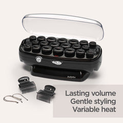 BaByliss Thermo-Ceramic Heated Hair Rollers, Long Lasting Curls, 20 Hair Rollers with Pins, All Hair Types, Anti-Frizz, Black, 3035U