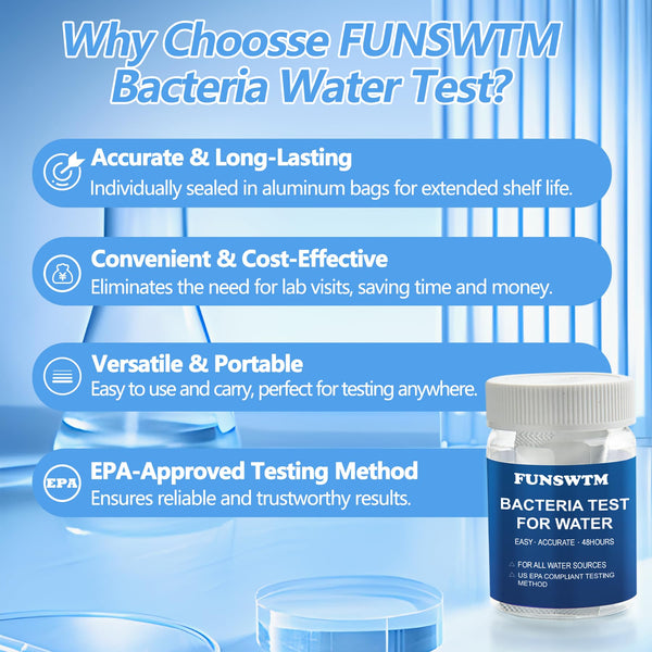 Coliform Bacteria Water Test Kit: 12-Pack Water Bacteria Test Kit Easy At-Home Well Water, Tap, Pool, Spring, Pond, Lake Drinking Water Quality Test