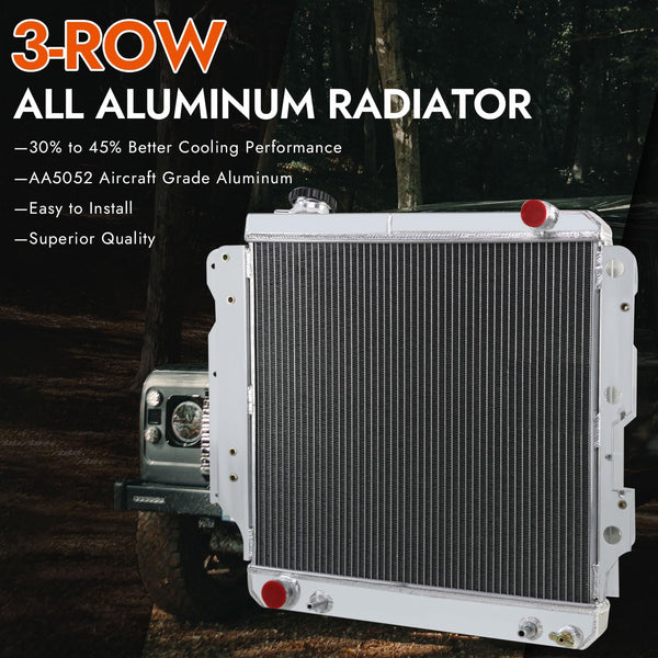 Cubauto 3 Row Aluminum Radiator Compatible For 87-06 Jeep Wrangler YJ/TJ 2.4L 2.5L 4.2L 4.0L 3 Core Radiators