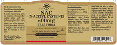 Solgar NAC (N-Acetyl-L-Cysteine) 600 mg Vegetable Capsules - Pack of 60 - Healthy Skin, Hair and Nails - Vegan