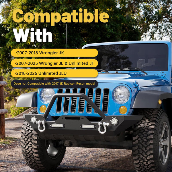 ECOTRIC Front Bumper Compatible with Jeep Wrangler JK JL/JLU Gladiator JT