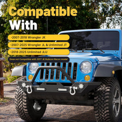 ECOTRIC Front Bumper Compatible with Jeep Wrangler JK JL/JLU Gladiator JT