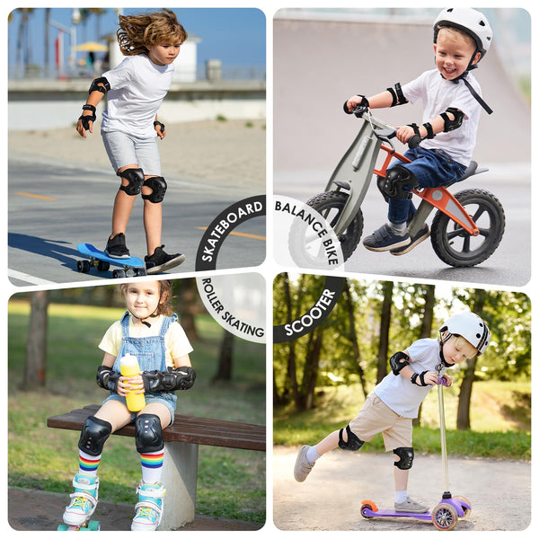 BOSONER Kids/Youth Knee Pad Elbow Pads Guards Protective Gear Set for Roller Skates Cycling BMX Bike Skateboard Inline Skatings Scooter Riding Sports (Black, Small (3-8 Years))