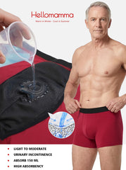 Hellomamma Mens Incontinence Underwear Washable Cotton Boxer Briefs 3 Packs