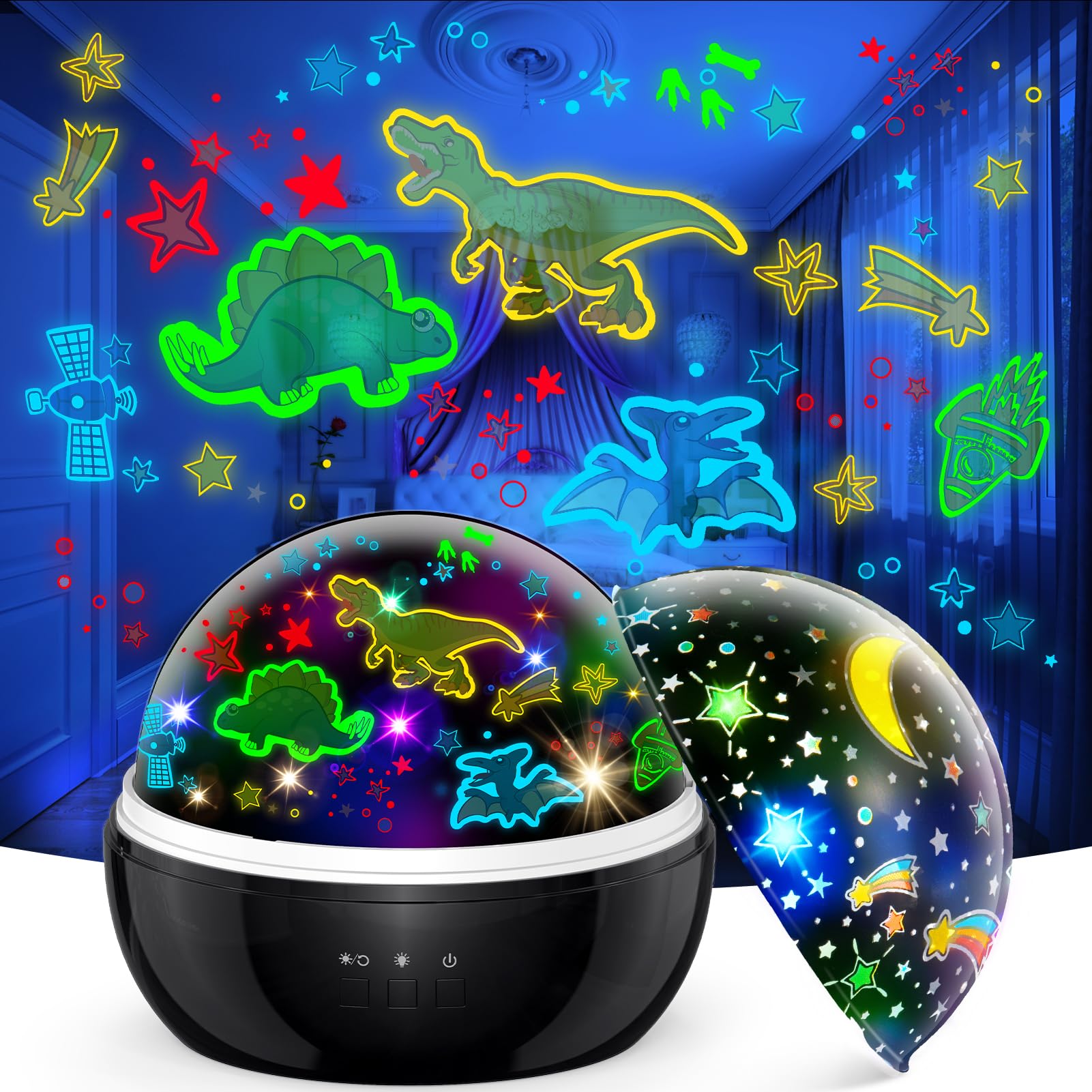 EUCOCO Sensory Toys for Babies, Baby Toy 6 to 12 Months Kids Night Light Projector Sensory Lights New Baby Gifts for 1 2 3 Year Olds Birthday Presents Projector Light 1st Birthday Gifts for Girls Boy